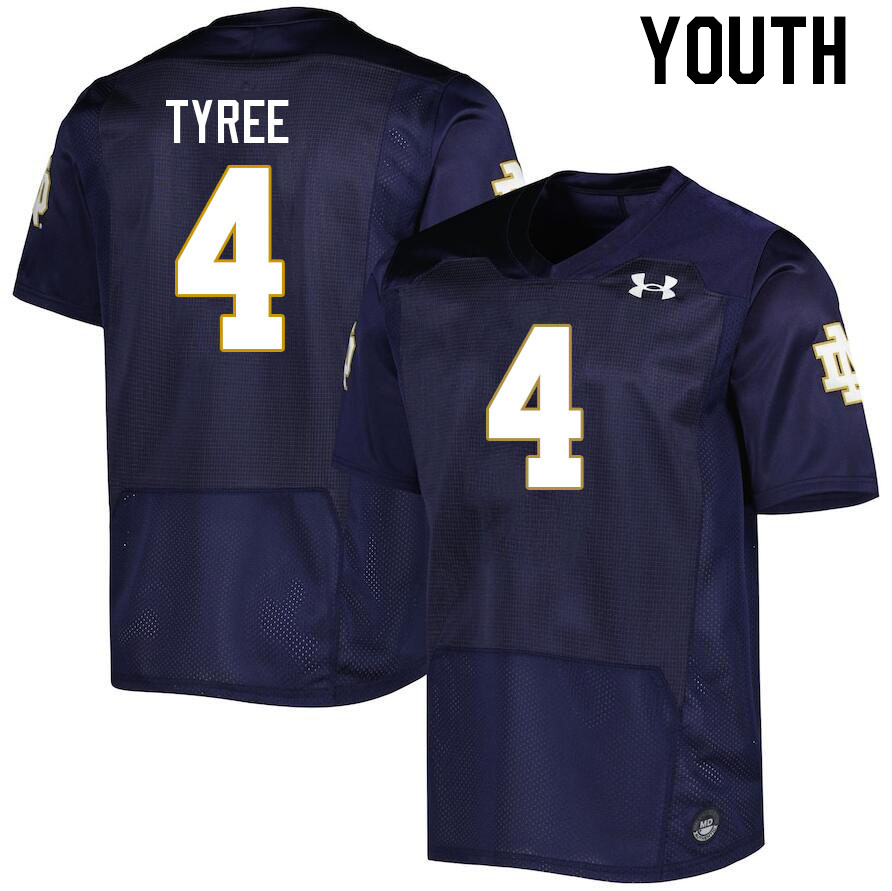 Youth #4 Chris Tyree Notre Dame Fighting Irish College Football Jerseys Stitched Sale-Navy - Click Image to Close